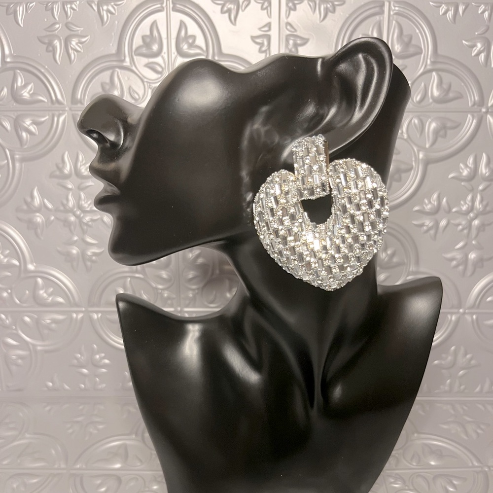 Heart Shaped crystal earrings. For pierced ears, Brand new never worn!